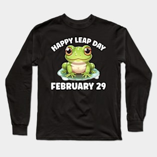 Funny Leap Day Cute Frog February 29th Leap Day 2024 Long Sleeve T-Shirt